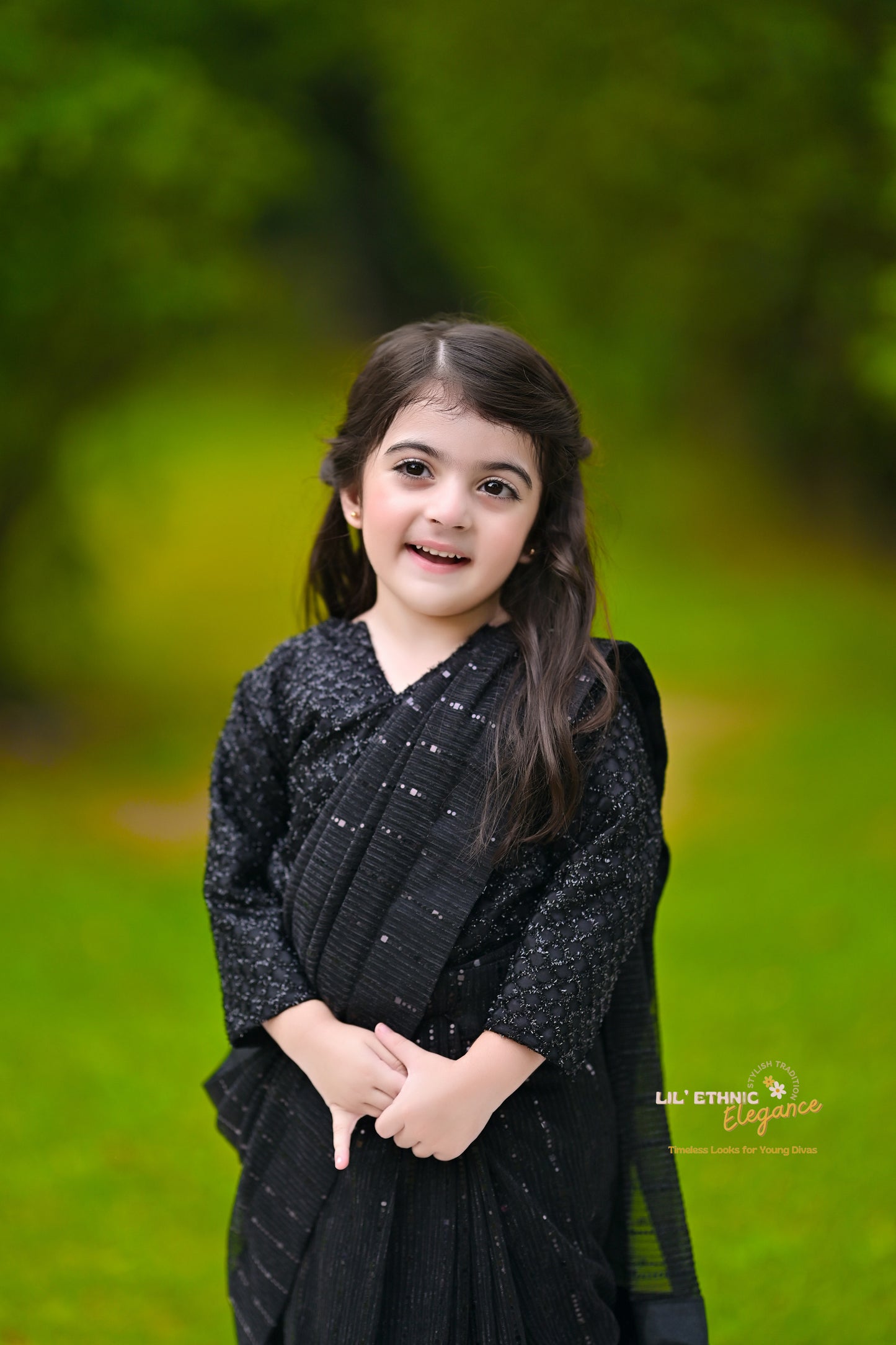 Stitched Moonlight Saree in Black Color