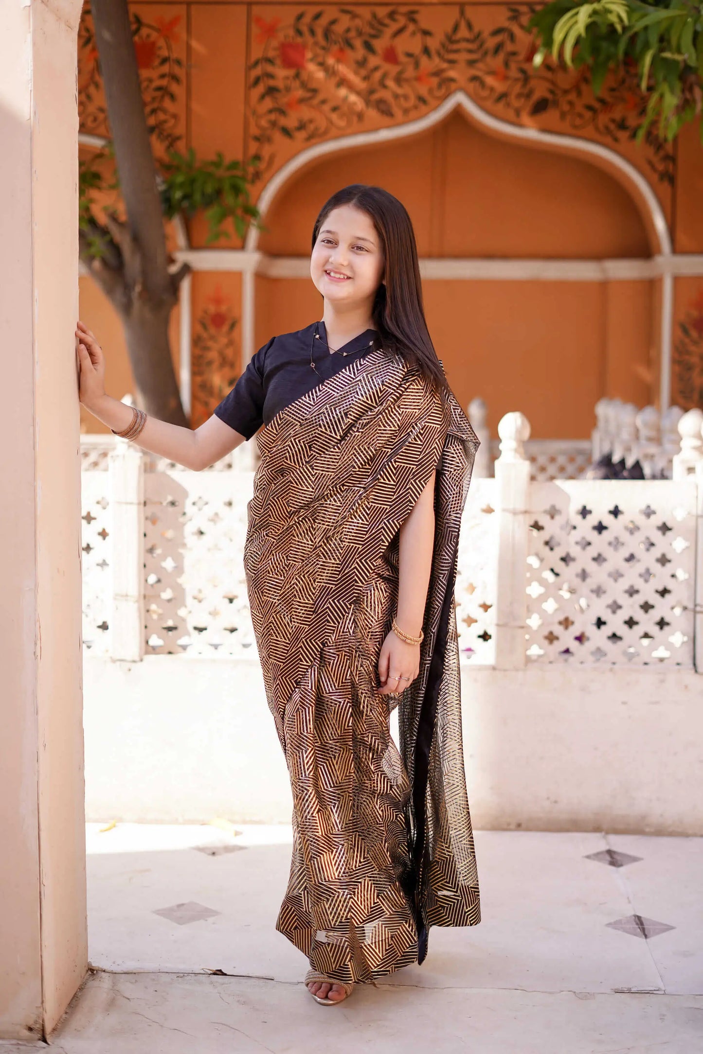Black and Golden Saree | LIOR.PK