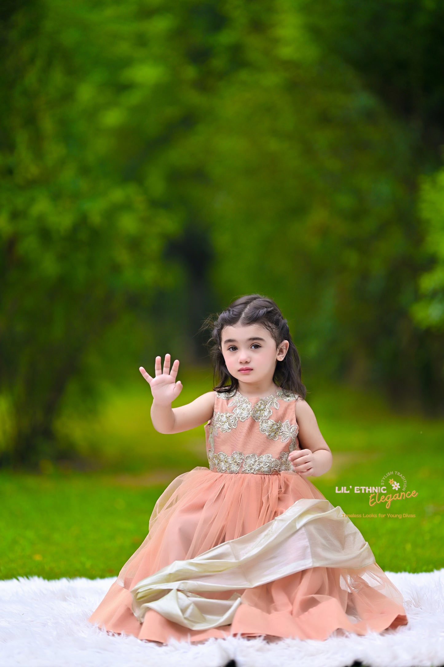 Stitched Sleeveless Frock in Peach Color