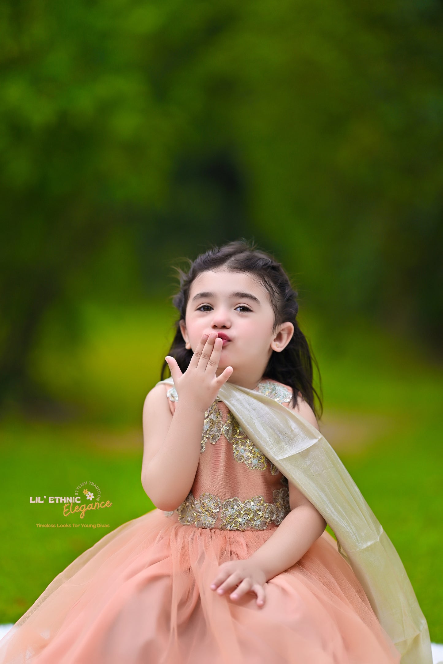 Stitched Sleeveless Frock in Peach Color