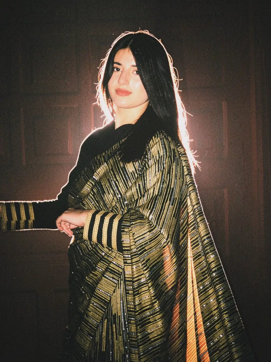 Black & Golden Saree for Women (XS–XL)