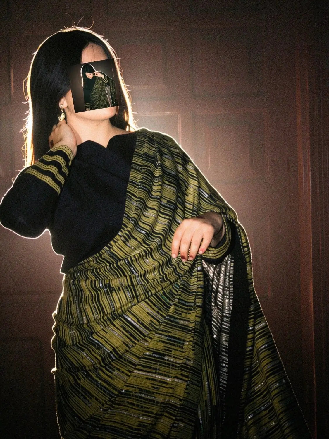 Black & Golden Saree for Women (XS–XL)