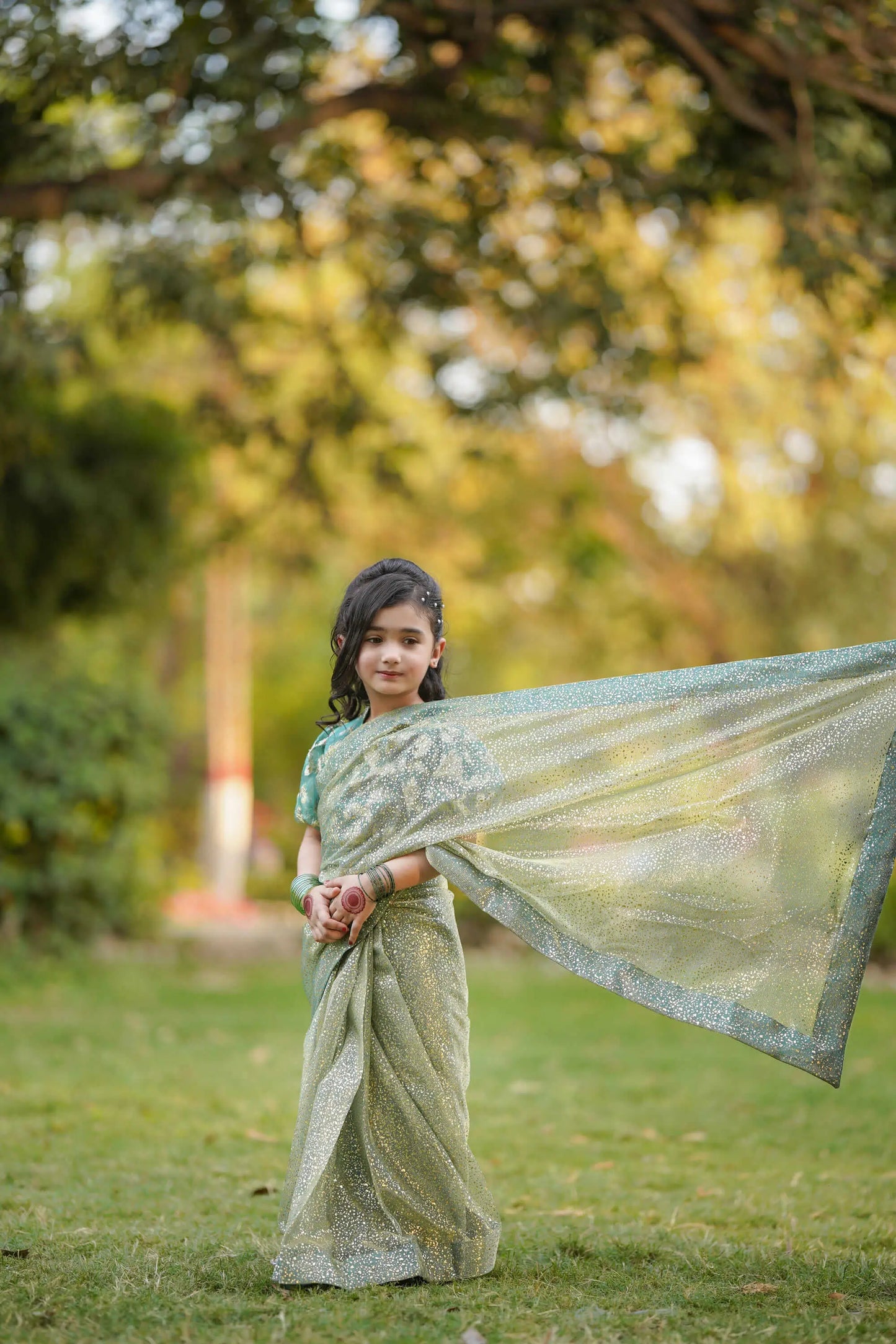 Green Saree | LIOR.PK