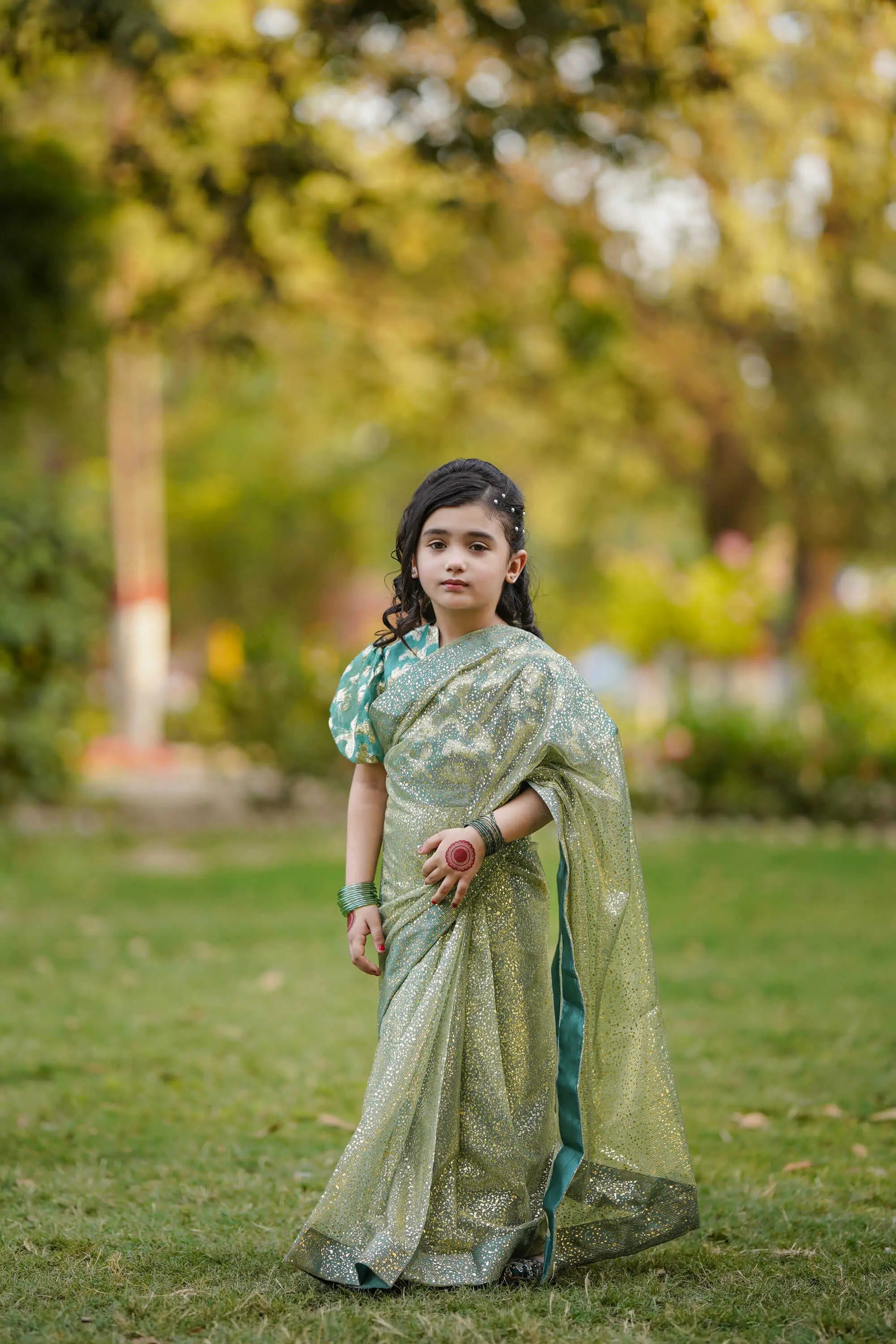Green Saree | LIOR.PK
