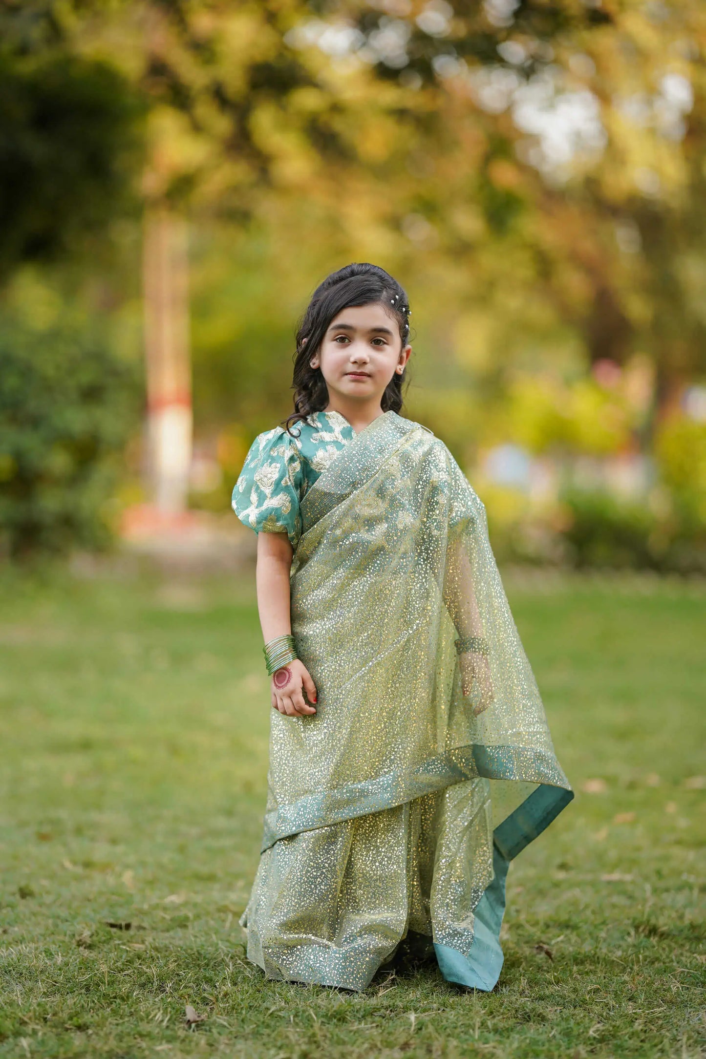 Green Saree | LIOR.PK
