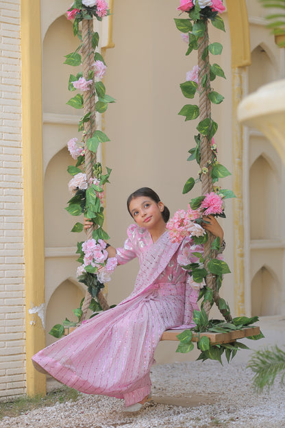 Stitched Moonlight Saree in Pink Color