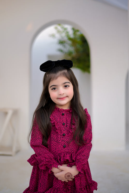 Stitched Casual Shocking Pink Frock for Girls