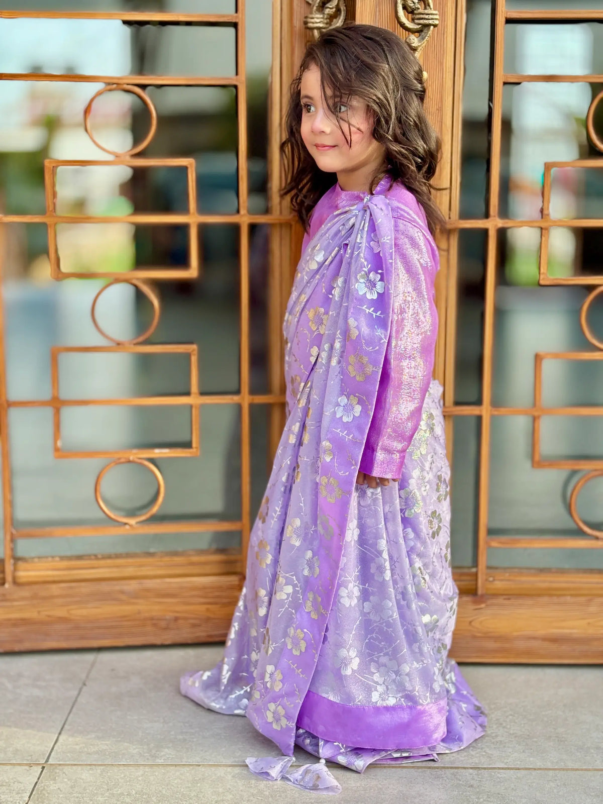 Girls Lilac Moonlight Saree