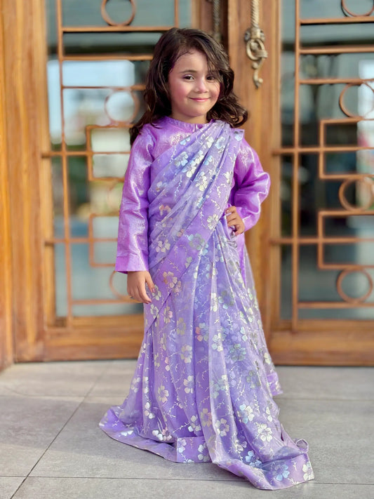 Girls Lilac Moonlight Saree