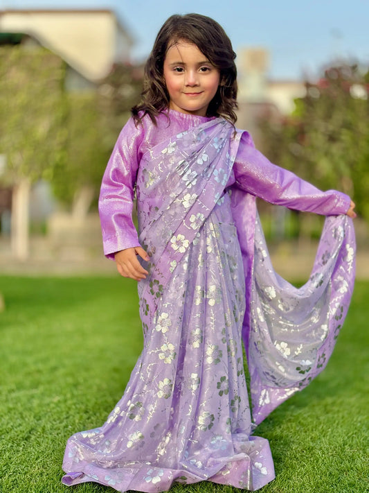 Girls Lilac Moonlight Saree