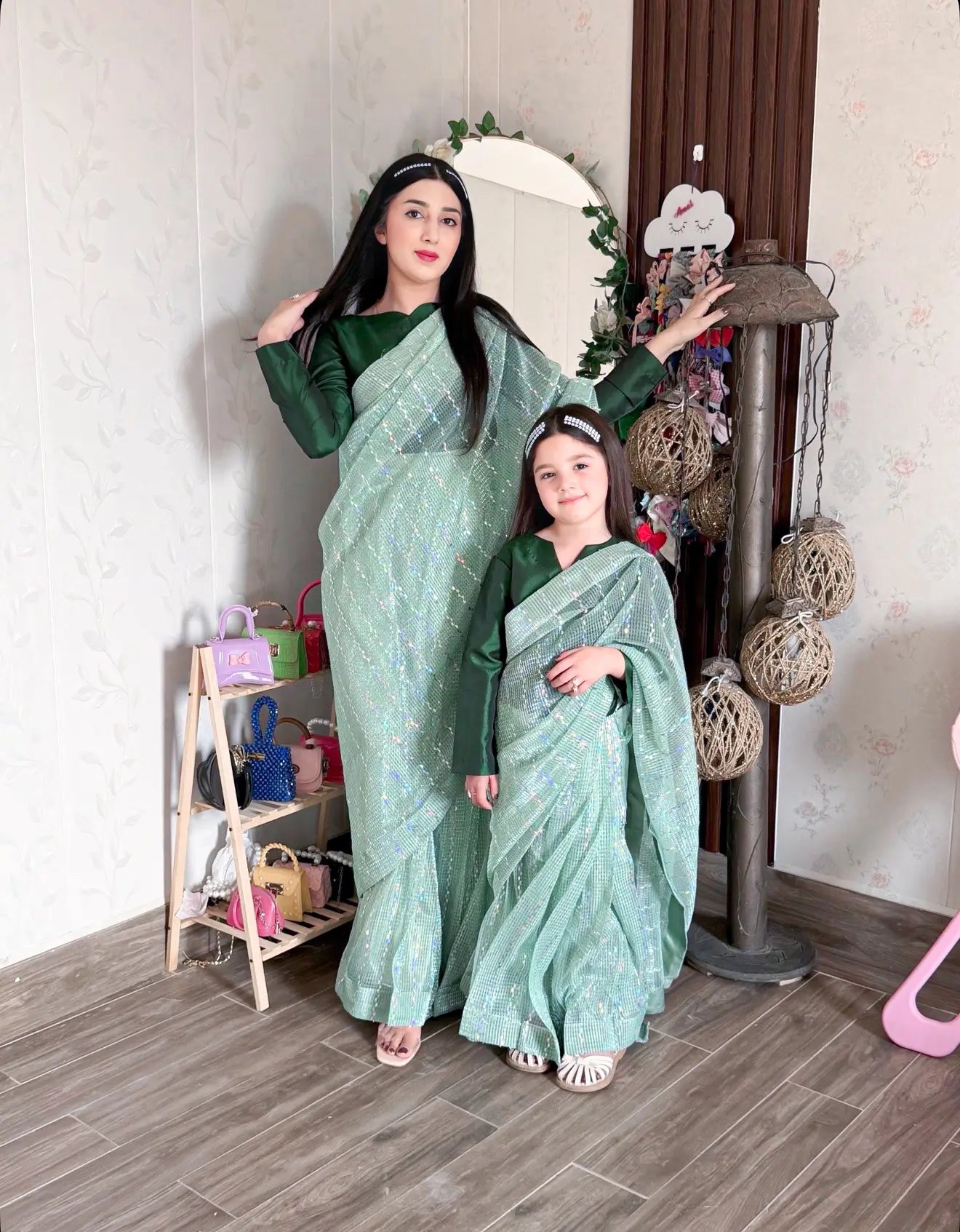 Mint Green Saree for Women (XS–XL)