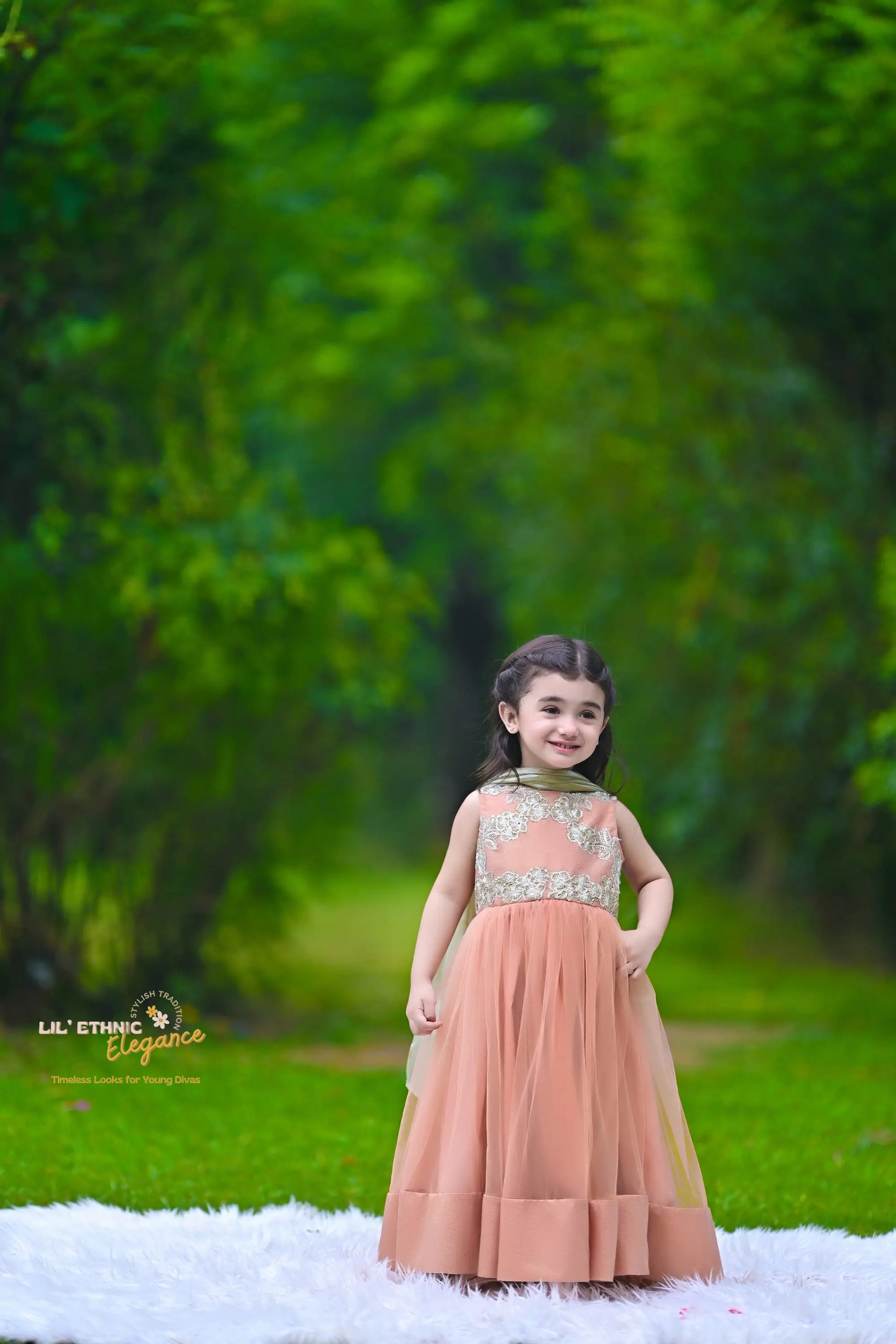 Peach Sleeveless Frock | LIOR.PK