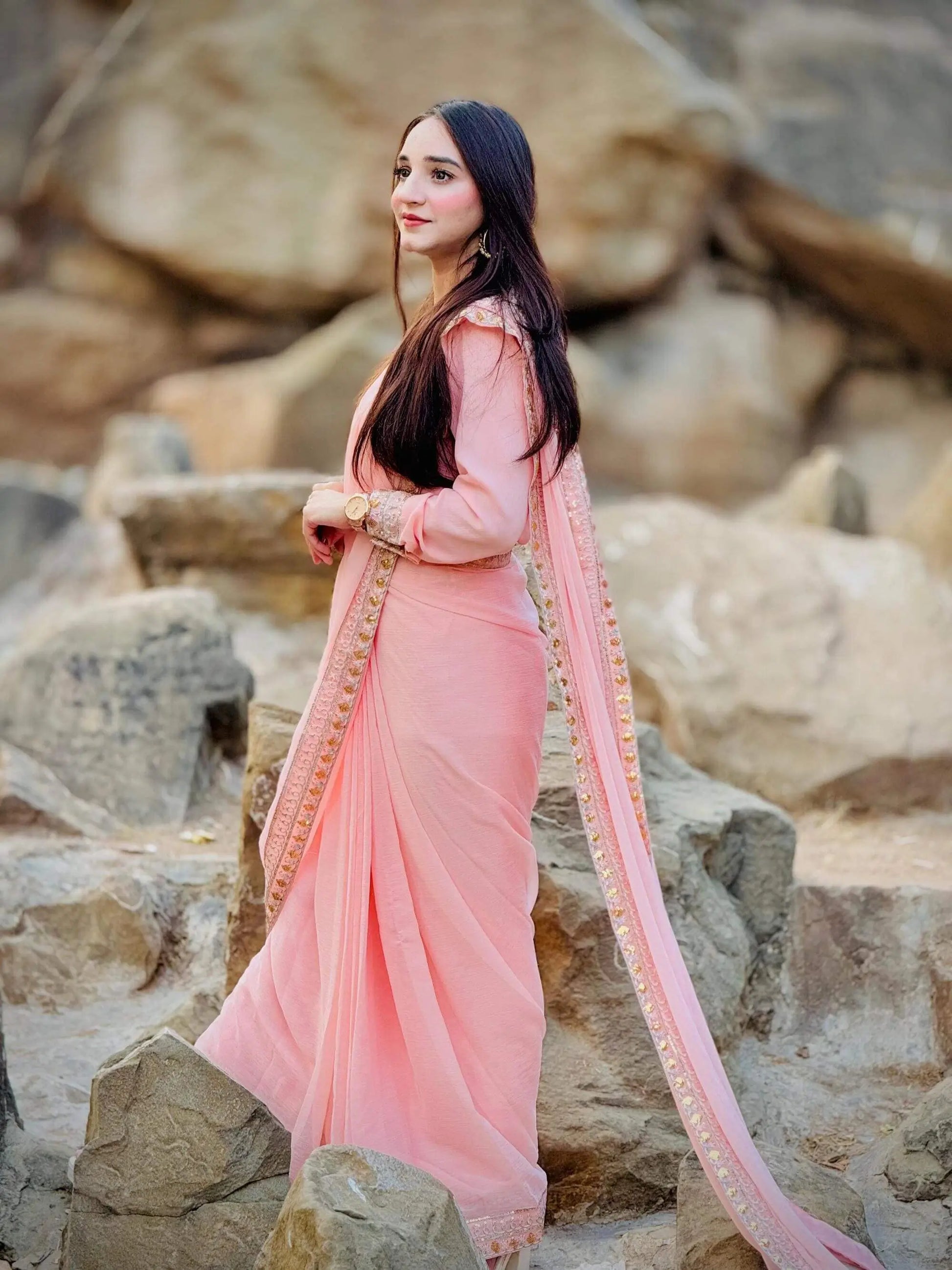 Pink Chiffon Saree | LIOR.PK