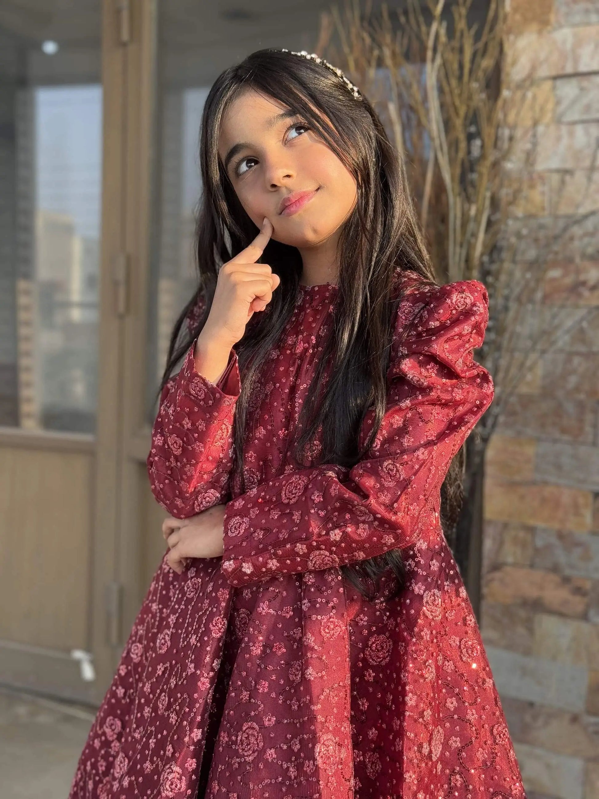 Red Embroidded Frock | LIOR.PK