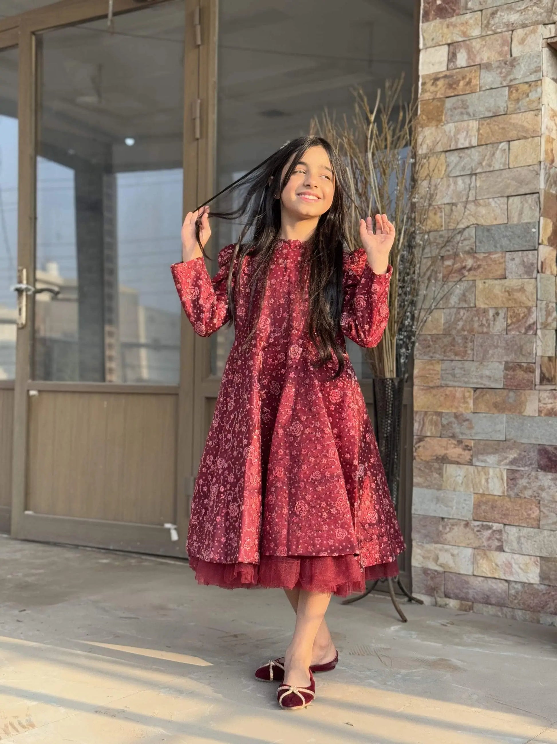 Red Embroidded Frock | LIOR.PK