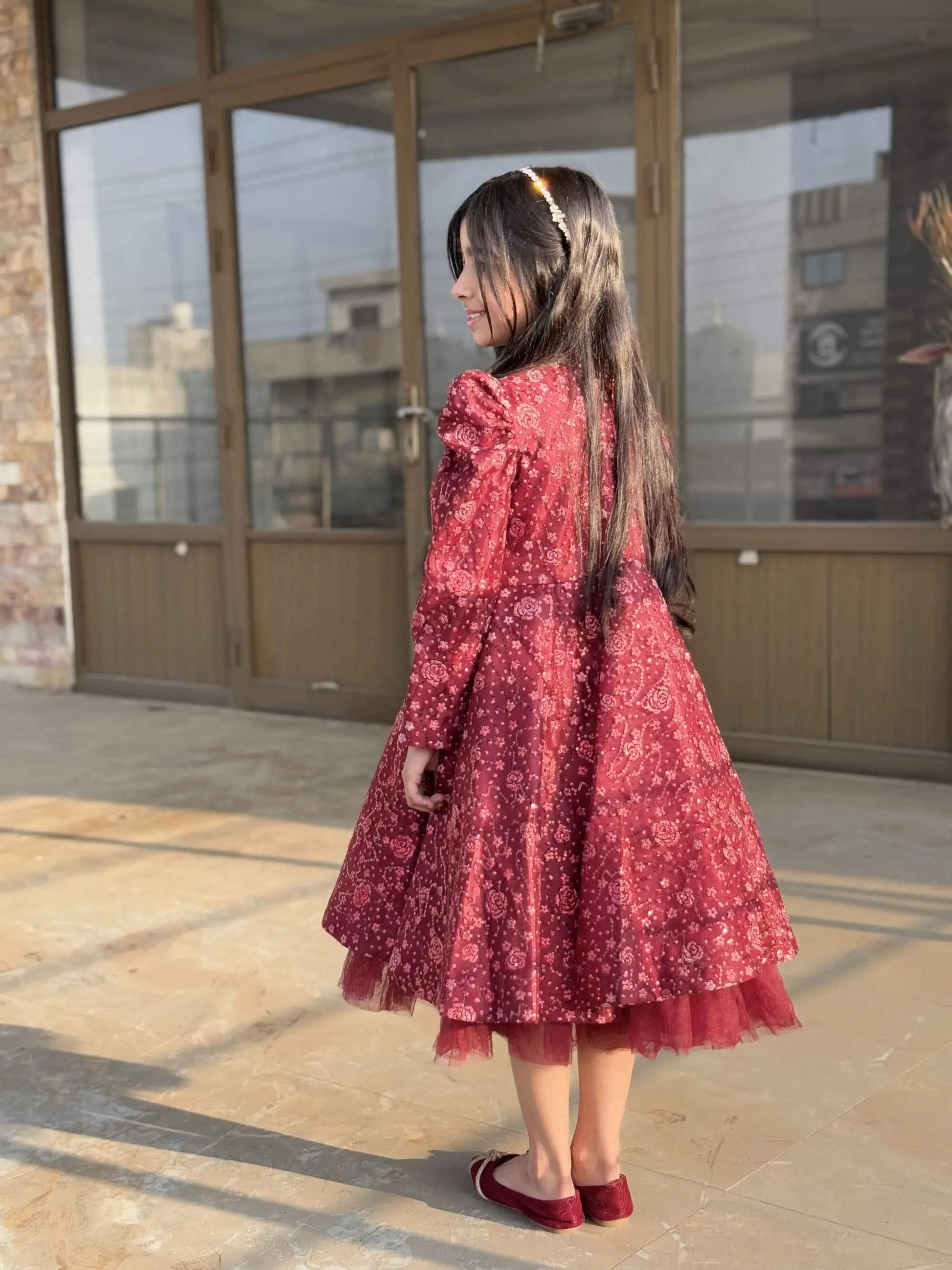 Red Embroidded Frock | LIOR.PK