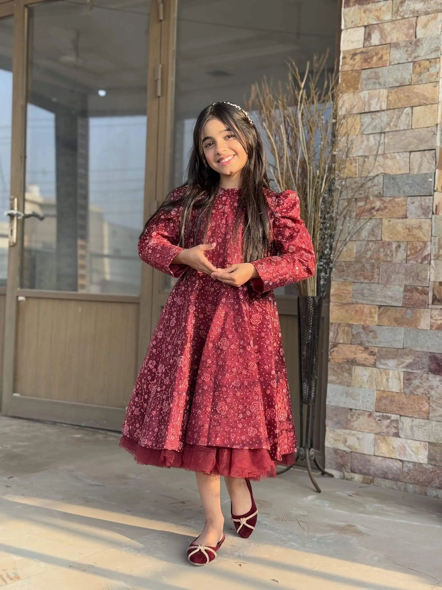 Red Embroidded Frock | LIOR.PK