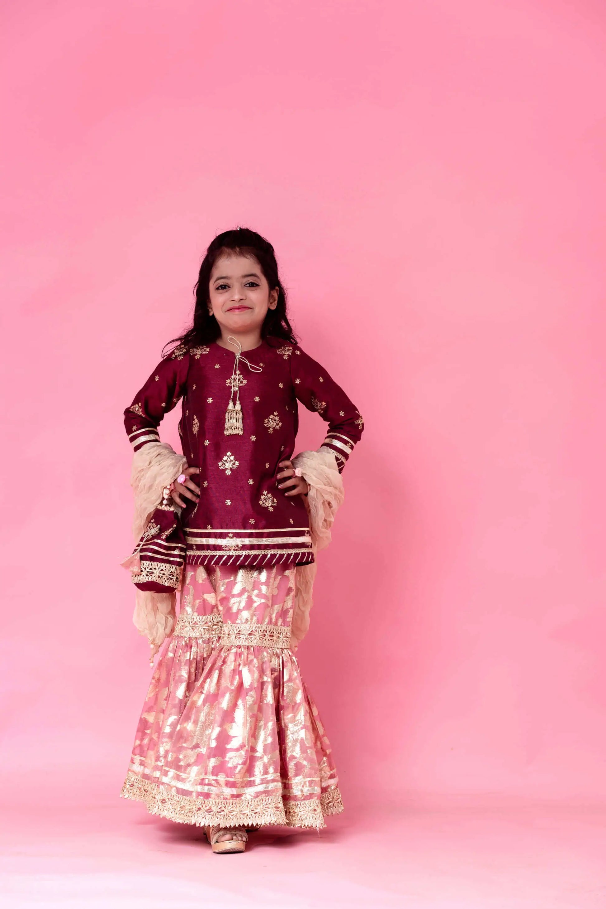 Stitched Maroon Sharara Set | LIOR.PK