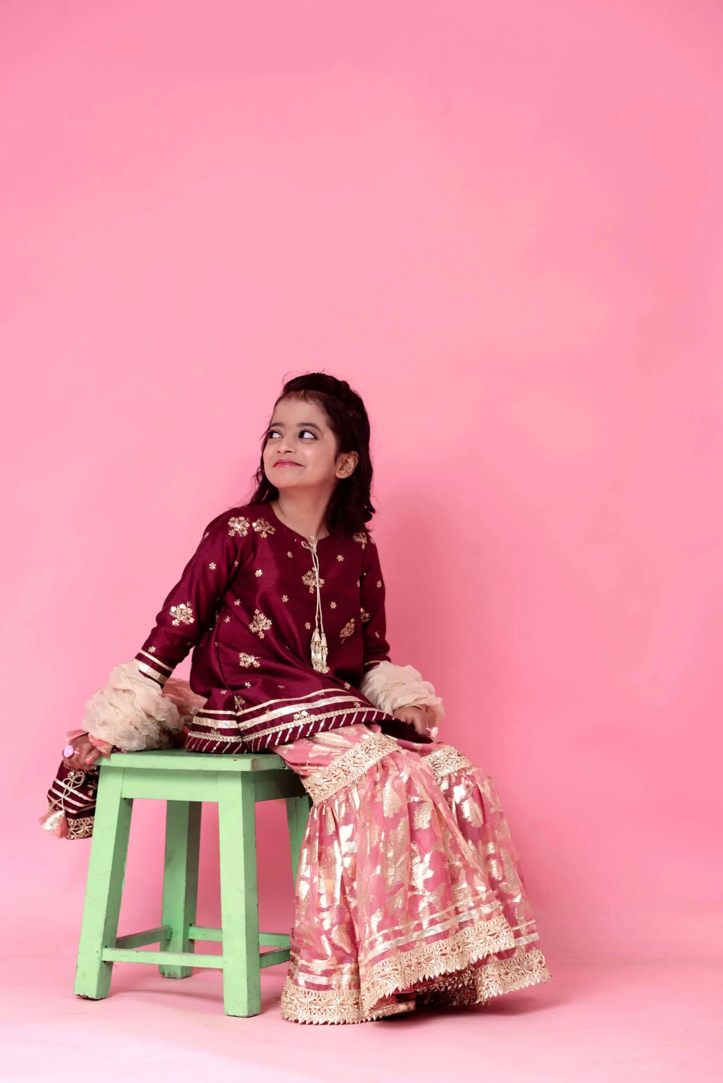 Stitched Maroon Sharara Set | LIOR.PK