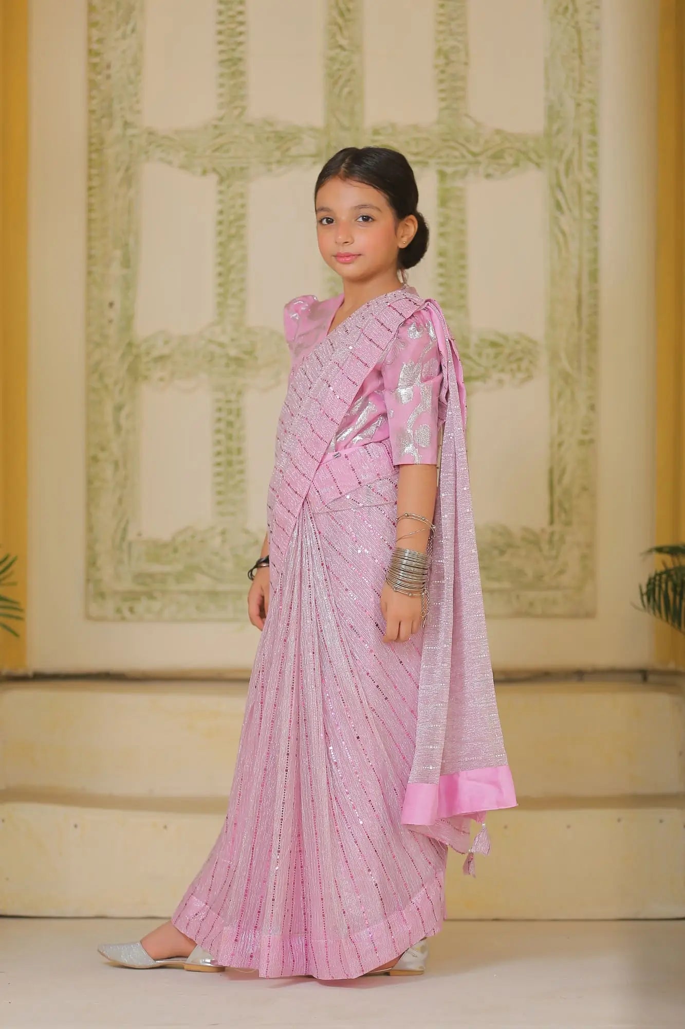 Stitched Pink Moonlight Saree | LIOR.PK 