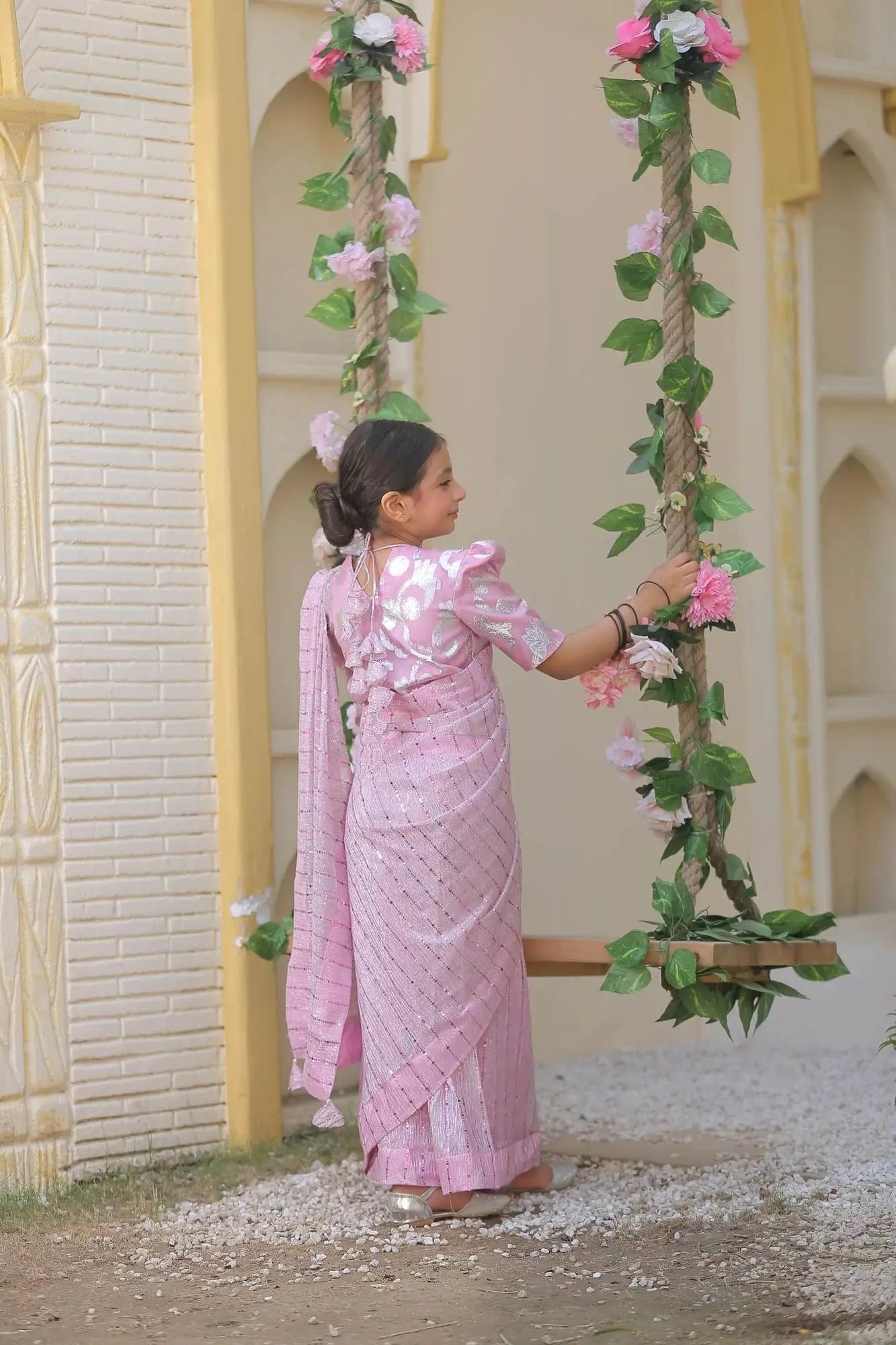 Stitched Pink Moonlight Saree | LIOR.PK 