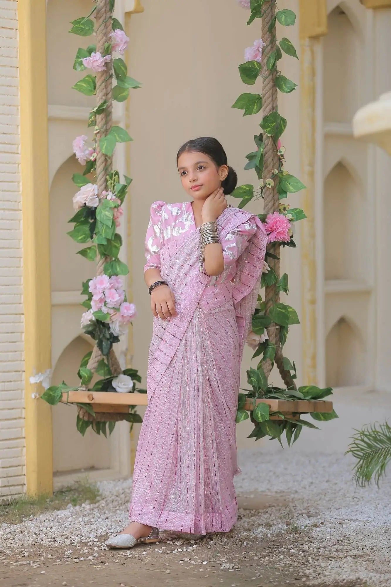 Stitched Pink Moonlight Saree | LIOR.PK 