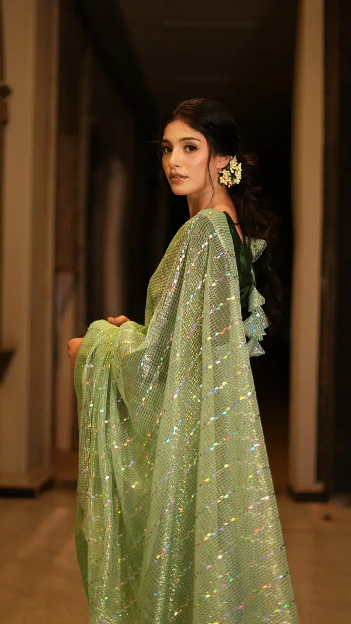 Mint Green Saree for Women (XS–XL)