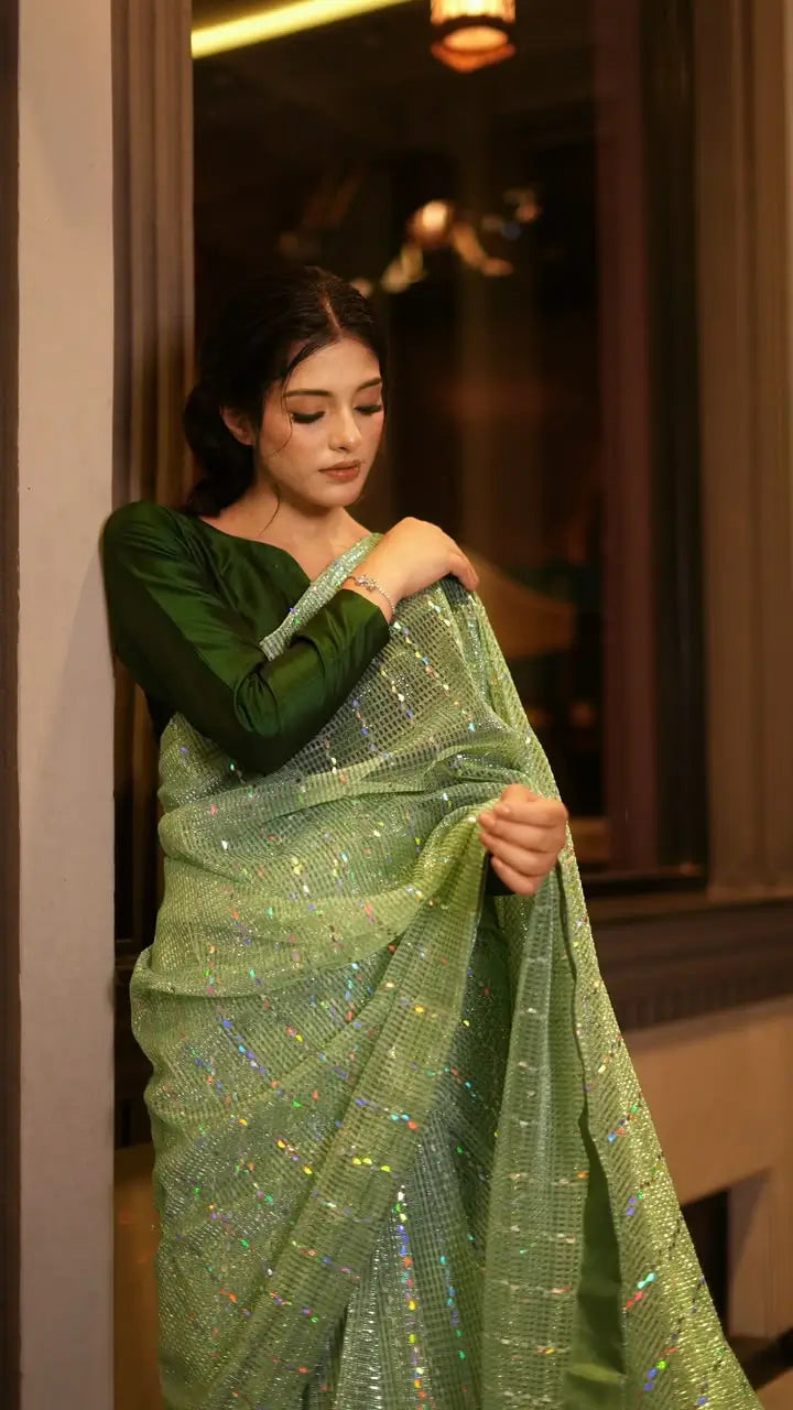 Mint Green Saree for Women (XS–XL)